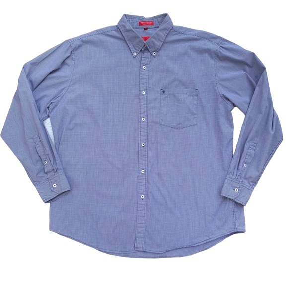 IZOD Blue Checked Long Sleeve Button Down Dress Shirt Men Size XL - Picture 1 of 7